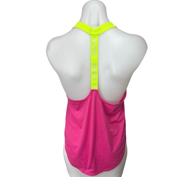 Nike Pink Yellow Sleeveless Racerback Scoop Neck Yoga Athletic Tank Top Size S - Picture 2 of 3